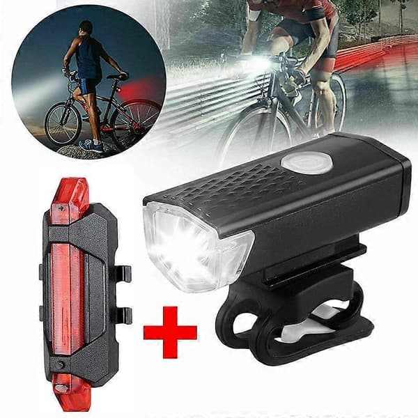 Sykkel LED Frontlys Baklys USB Oppladbart