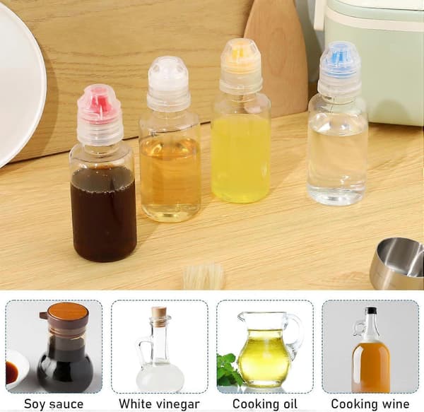 Kryddsås Klämflaska, 4-pack Mini Klämflaskor Återanvändbar Plast Klämflaska med Flip Top Rese Kryddsås Behållare Dispenser
