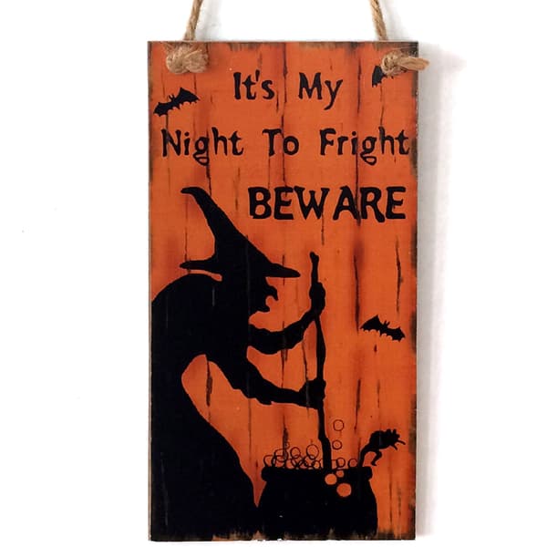 Halloween trä listning pumpa häxa husnummer trädgård dekor 5