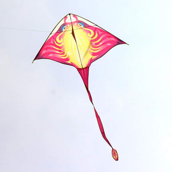 1,5 m triangulär Long Tail Kite Outdoor Backyard Game Lätt att flyga Red