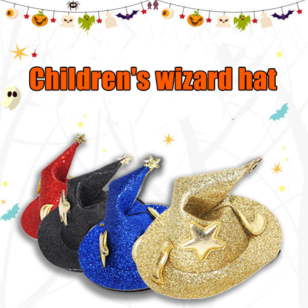 Halloween Dekoration Barn Trollkarl Häxhatt Hårnål Maskerad Rekvisita Hårklämmor Klä upp Gold
