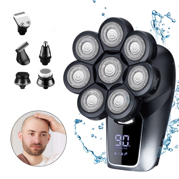 6-in-1 päivitetty LED-näyttö Sähköinen parranajokone märkä ja kuiva kalju parranajokone f