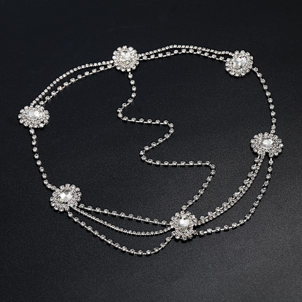 Fashion Crystal Head Chain Elegant Multi-Layer Bride bryllupshårtilbehør Silver