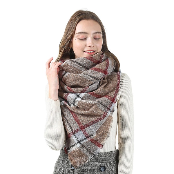 140*140 cm Kvinnor Cashmere Stripe Stor fyrkantig halsduk Sjal Tjocka Håll varm Scarf