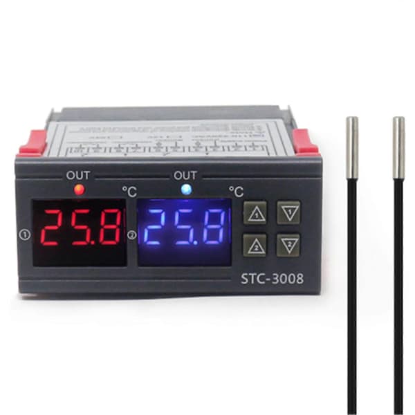 Digital Display Temperaturkontroller Mikrocomputer Intelligent Dobbel Kontroll Elektronisk Justerbar Bryter 24V