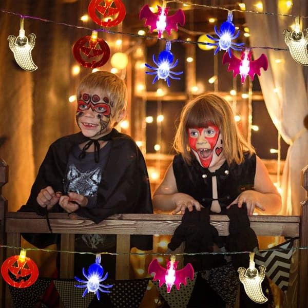 Halloween Lys 6,5 FT - 20 LED-lamper Græskar Spøgelser Flagermus Edderkop-batteri
