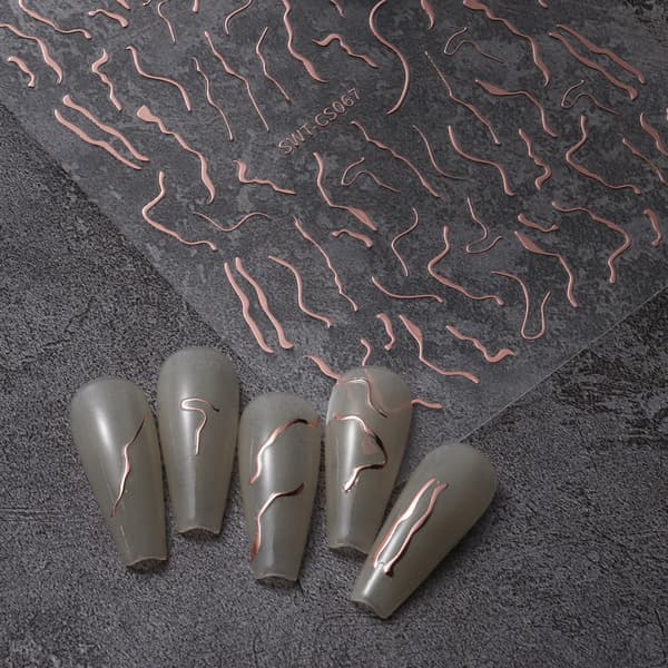 #10 Aurora Line Kynsilakkaleimat - Rose Gold Itseliimautuvat