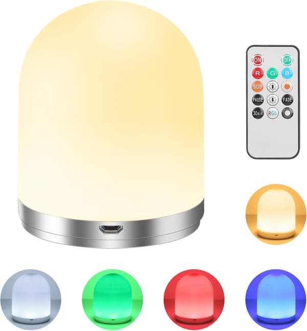 Nattlys Barn Nattbordslampe med USB Oppladbar Fjernkontroll