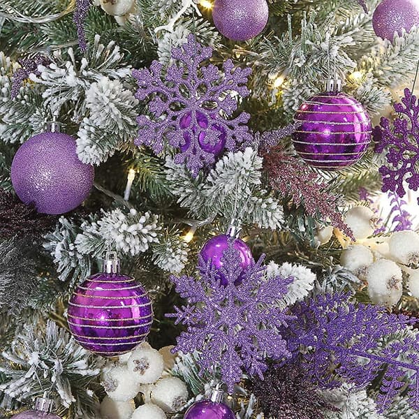 Plast Jul Glitter Snowflake Ornament Julgransdekorationer. 4-tums present