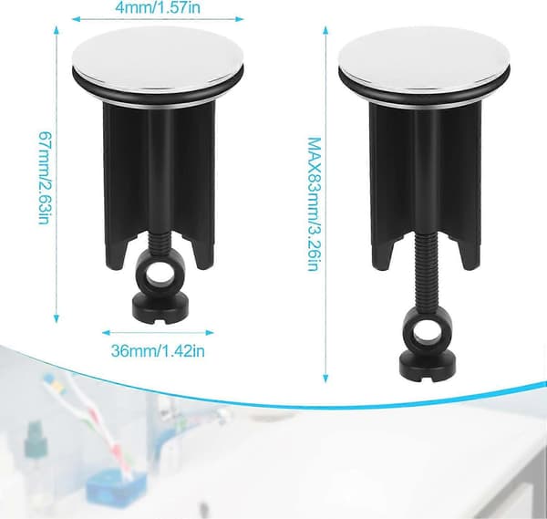 Avløpsplugger, 40MM Vaskepropp for Baderomsvask, Universell Vaskepropp, Høydejusterbar Avløpspropp, Avløpspropper for Kjøkken- og Baderomsvask