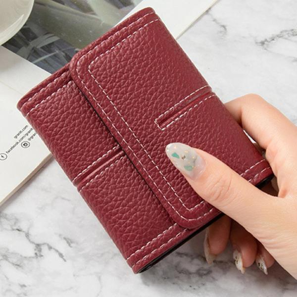 Kreditkortshållare Bärbar Bekväm mjukt konstläder Multi Pocket Dam Kortförvaringspåse Kontorsanvändning Mengxi Wine Red