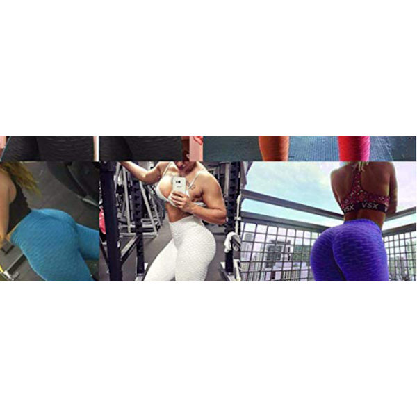 Leggings til kvinder Rumpeløftende kvindebukser Høj talje mavekontrol træning Yogabukser til kvinder Peach hip sportsleggings til piger XL（Blå）