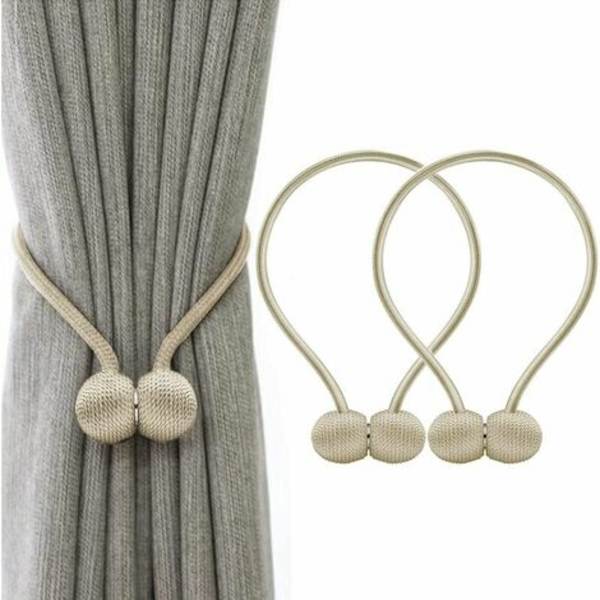 Gardinbindare Magnetisk Gardinbindning Magnetiska flätningsgardiner Spänne (beige)