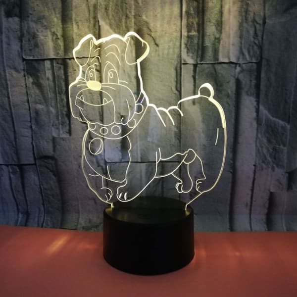 3D New Exotic Dog Night Light Touch Bord Skrivbord Opt