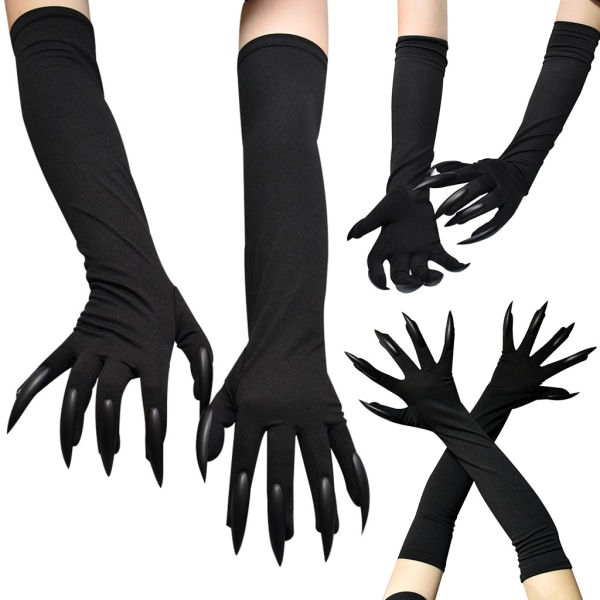 Långa nagelhandskar Halloween armbågslängd Kloärm Cosplay Ghost Mittens Gothic Ghost Handskar Skrämmande festrekvisita