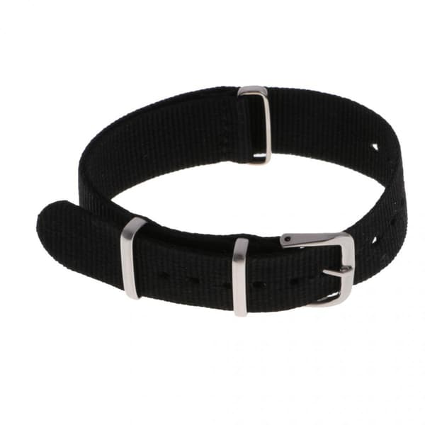 Vævet nylon armbånd rem rustfrit stål spænde sort 22mm