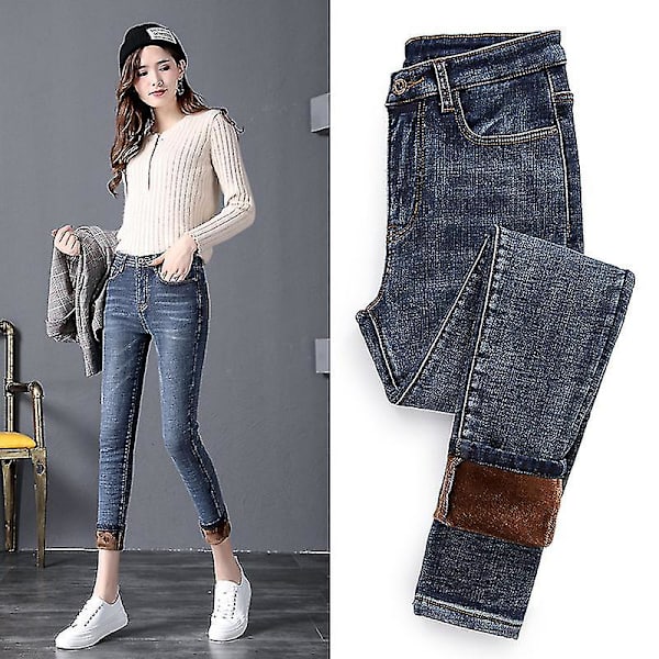 Vinterfleeceforede stretchjeans for kvinner 31