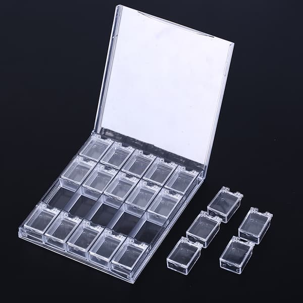 20 rutnät Clear Nail Art Display bricka Glitter Rhinestone Decor S