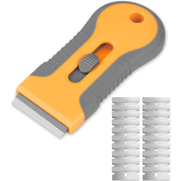 Rakbladsskrapa, skrapa av glashäll med 20 st Grey&orange(metal Blade)