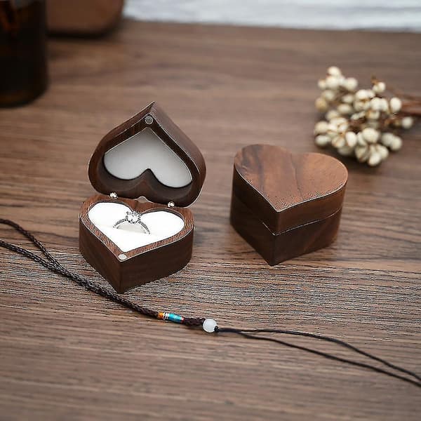 Forlovelsesring Boks Hjerteform Tre Ring Case Unik for frieri Bryllup Xinda