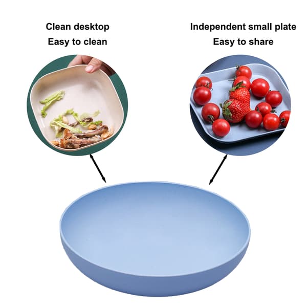 Vetehalm djupa middagstallrikar -Obrytbar robust plast blue