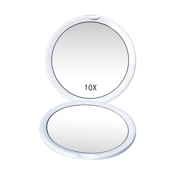 1X/10X forstørrelsesspejl, 100 mm dobbeltsidet belysning hvid white