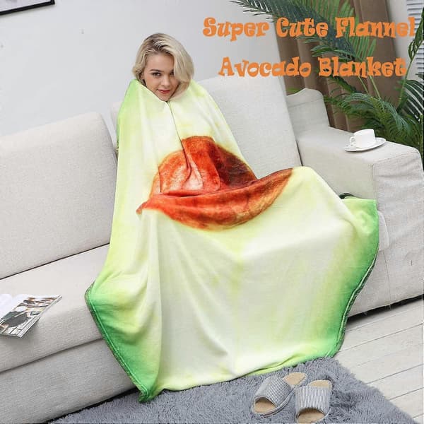 Print Plys Avocado Tæppe Blød Flanell Strand Picnic Måtte Blød Til Hjemmerejse 180*180cm