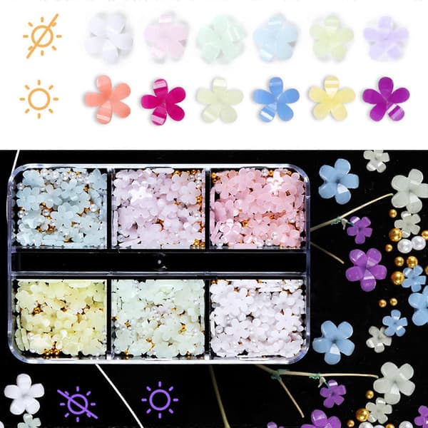 3D Akryl Blomst Negledekorasjon Kaviarperler DIY Smykker Håndverk Tilbehør