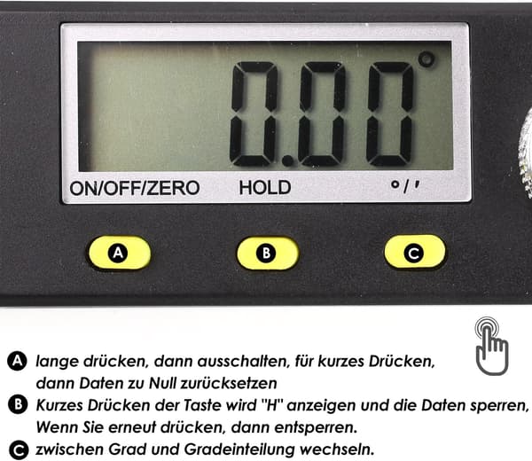 *SJELDEN Perle 0-200 mm MULTIFUNKSJONELL DIGITAL VINKELMÅLER 360° Elektronisk Goniometer med Hold- og Nullstillingsfunksjon*