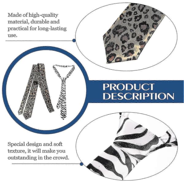 Pakke med 2 slips med dyreprint for menn Kule gepard leopard sebra slips-Bra