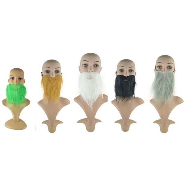 5 stykker Fake Beard Bart Snurrebart Jul Halloween Skjegg Voksen