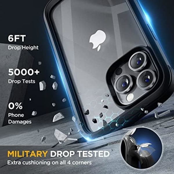 Miracase Glass Series Designad för iPhone 14 Pro Max Case 6,7 tum, [2023 Upgrade] Bumper Case med inbyggd 9H härdat glas Scr Black-A