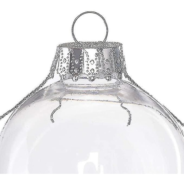12 st jul transparent boll, fyllbar sfär prydnad för julgran silver