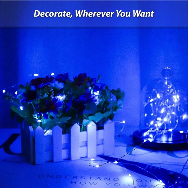 Blå LED String Lights Batteridriven 50 Micro Led String Lights 5m Led String Lights Inomhus Utomhus Med Batterisparande Timer