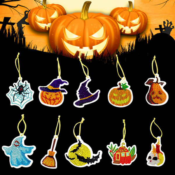 10 kpl Halloween DIY 5D timanttimaalaus riipus koriste