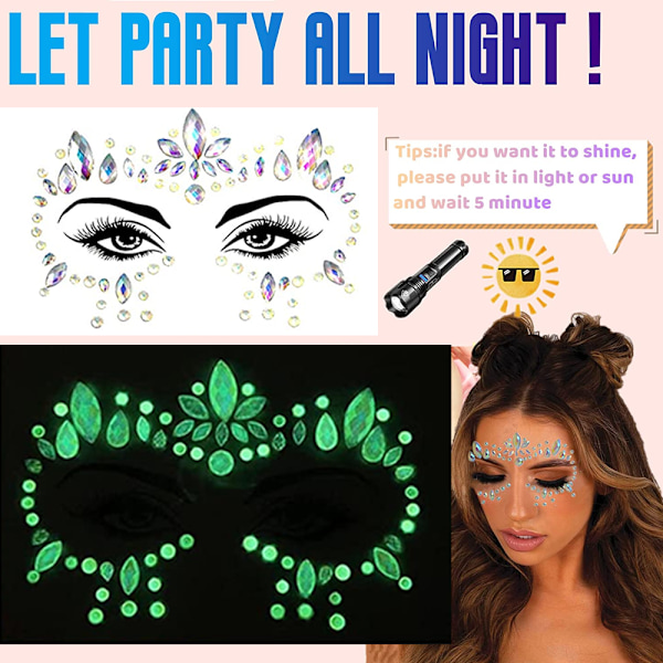 Face Gems, 1 bit strass Face Stickers, Självhäftande ansikte style 2
