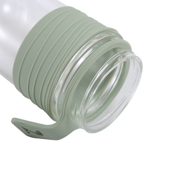 Silikonhylsa enkellager glas bambu cover dubbel drickskopp bil portabelt flip lock halmkopp Blue