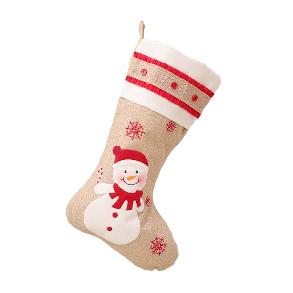 Julstrumpa mångsidig färgglad festlig butik Godis Stickad Print Elastiska tecknade strumpor Dekor Juldekoration A