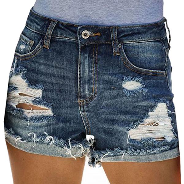 Kvinnor Denim Rolled Short Jeans Black M