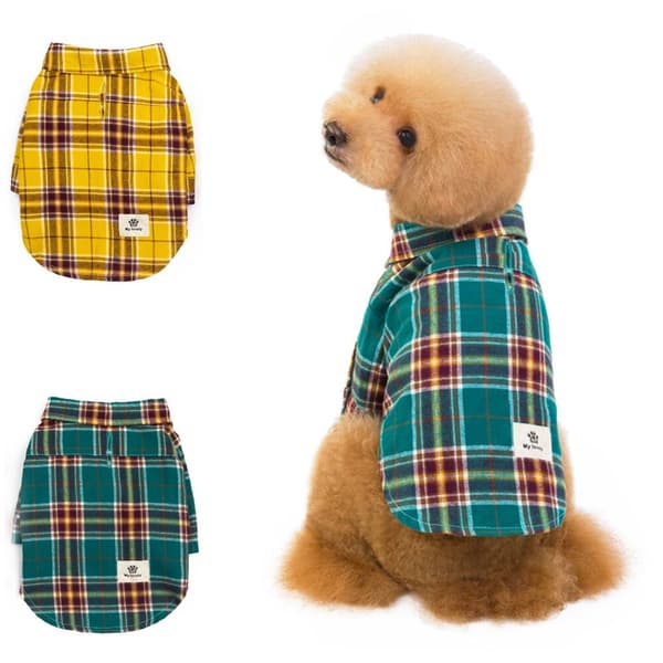 Små hundar långärmad tvåbenta hundkläder print blus Gul M