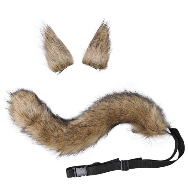 Fuskpäls Katt Räv Varg lurvig svans och öron för Halloween Wolf