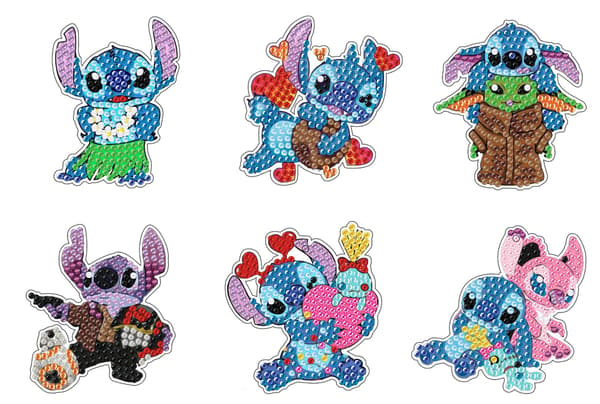 #6 stk Tegneserie Stitch-serie Diamantmaleri Nøkkelring#