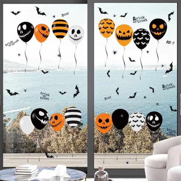 4 st Halloween fönsterdekaler, spindelfladdermus (svart, C)