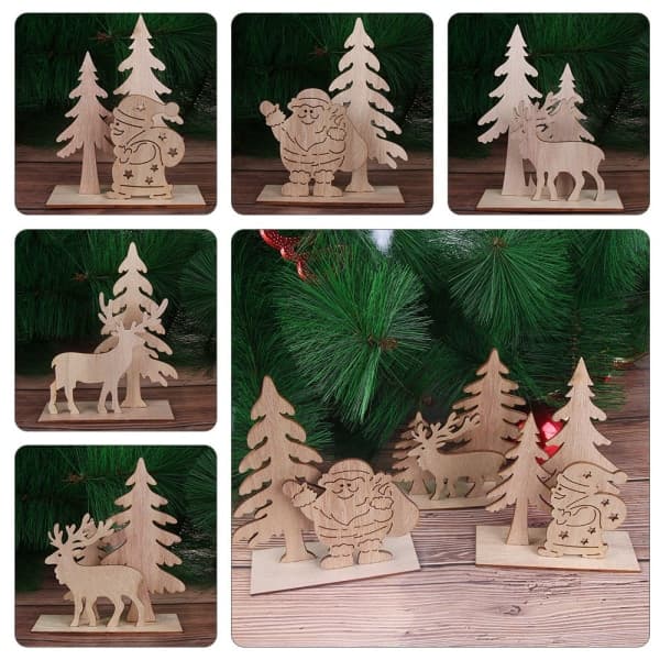 1Set juldekorationer Jultomten Snowman Älg 1