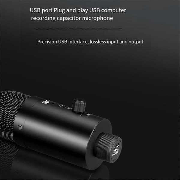 USB kondensatormikrofoner for PC, bærbar datamaskin, sang, spilling, strømming, opptaksstudio, sølv