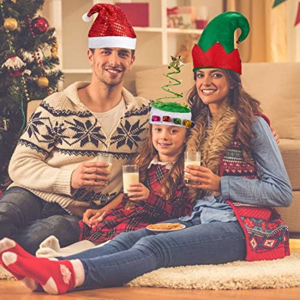 6 Styck Julhattar Xmashatt Julgransmössa Cap Tomtmössa Spolhatt för