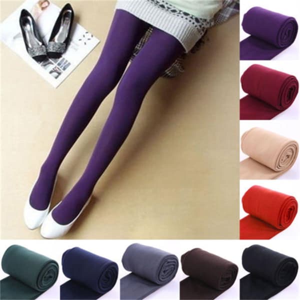 Slim Leggings Termiske Bomulls Bukser Tykke strømper LILLA