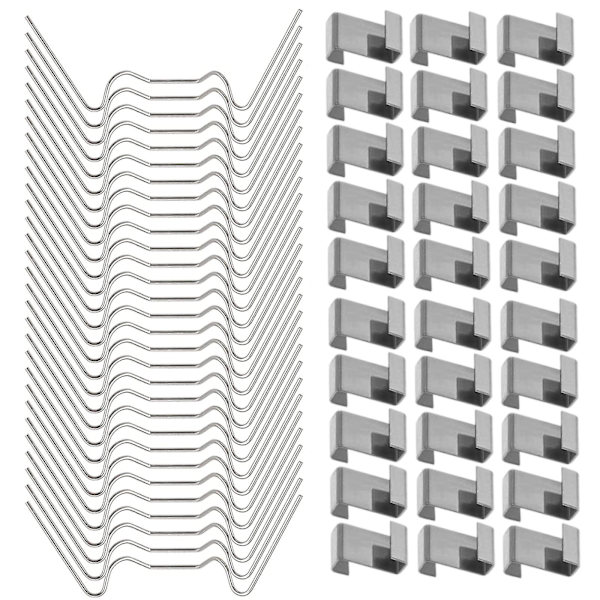 100 stk Drivhusklips for glass, rustfritt stål Drivhusvindusklips Glassrute festeklips
