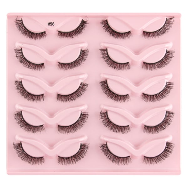 Halvfransar Naturligt utseende Wispy Cat-Eye Ögonfransar 3D lösögonfransar Fluffy-Soft 10 Par Faux Mink Fake Lashes Sets I