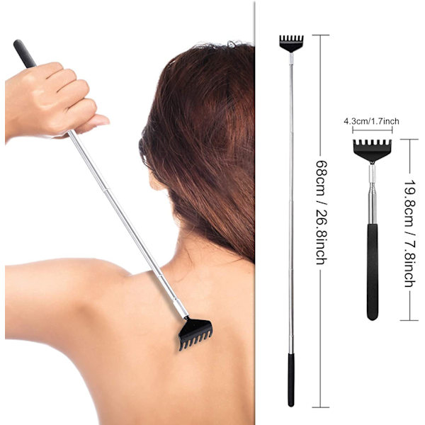 4 delar Back Scratcher, Teleskopisk Rostfritt stål Back Scratch
